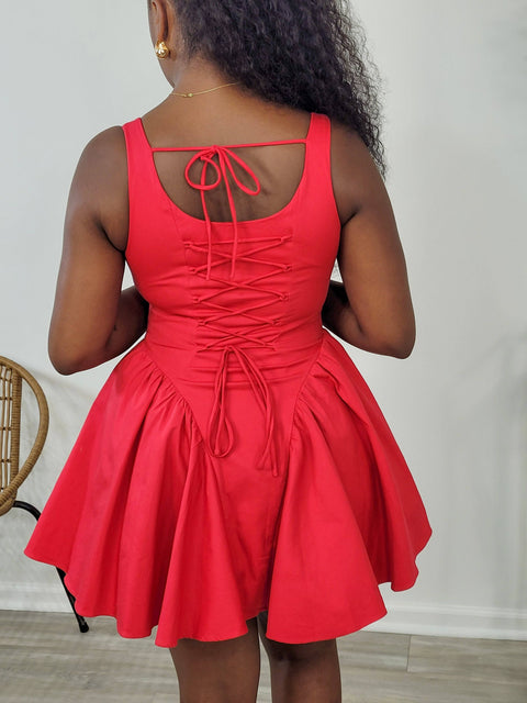 CHERRY BOMBSHELL MINI DRESS (RED) - Fitz Clothing