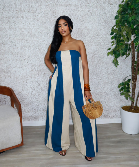 Velma Linen Jumpsuit (Blue)