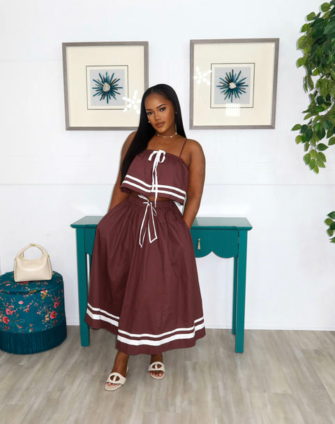 Miss Dainty Skirt Set (Brown) - Fitz Clothing