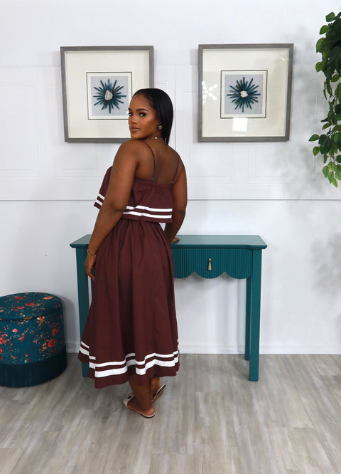 Miss Dainty Skirt Set (Brown) - Fitz Clothing