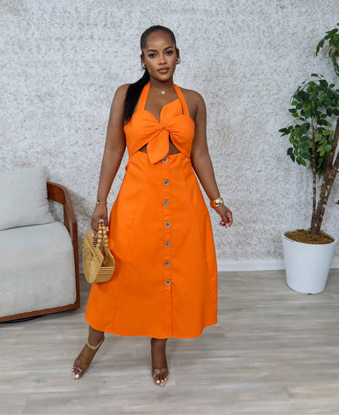 Tiara Midi Dress (Orange)