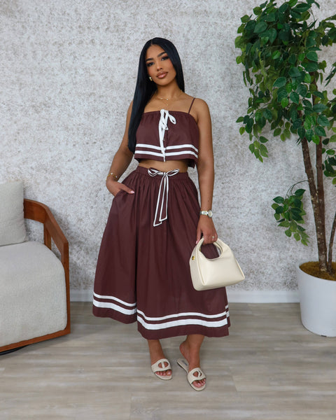 Miss Dainty Skirt Set (Brown) - Fitz Clothing