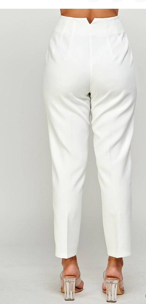 Cimo High Waist Pants (White) - Fitz Clothing