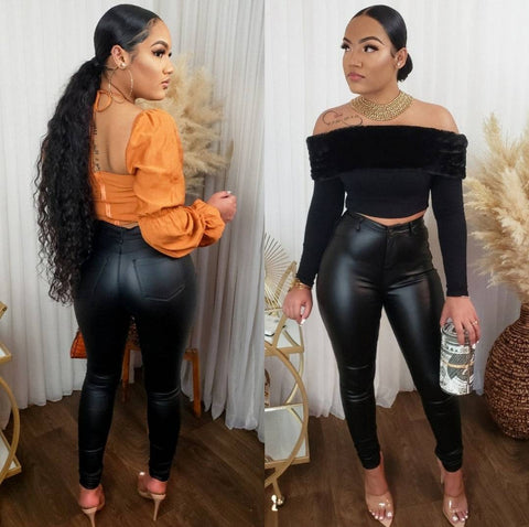 Giel High Waist Leather Pants (Black) - Fitz Clothing