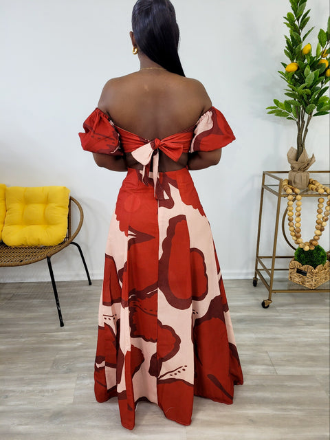 In Full Bloom Maxi Dress (Red)