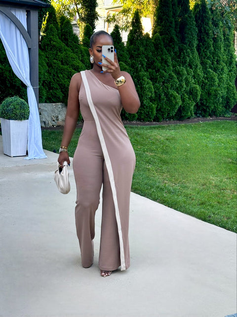 CHIC LAYERED MOCHA JUMPSUIT - Fitz Clothing
