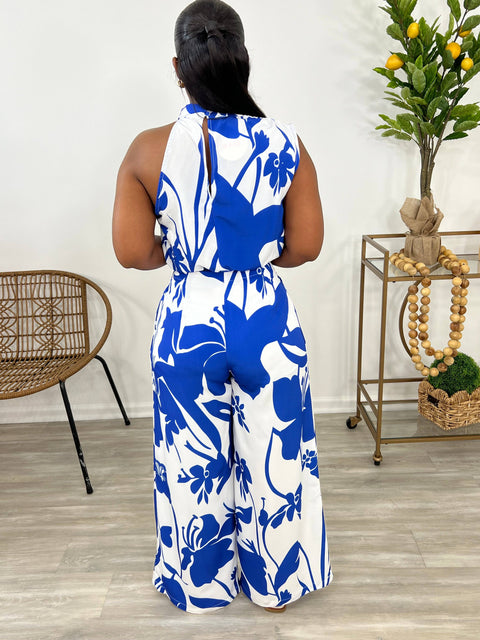 Petals and Promises Pants Set (Blue) - Fitz Clothing
