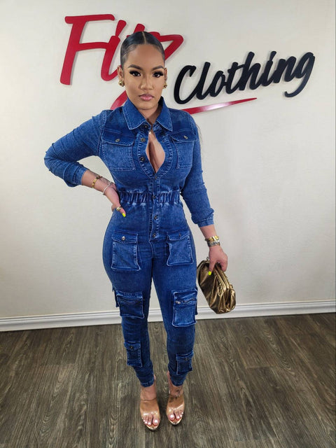 Demo Denim Jumpsuit (Blue) - Fitz Clothing