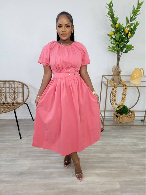 Agustas Midi Dress (Coral) - Fitz Clothing