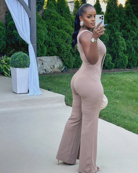 CHIC LAYERED MOCHA JUMPSUIT - Fitz Clothing