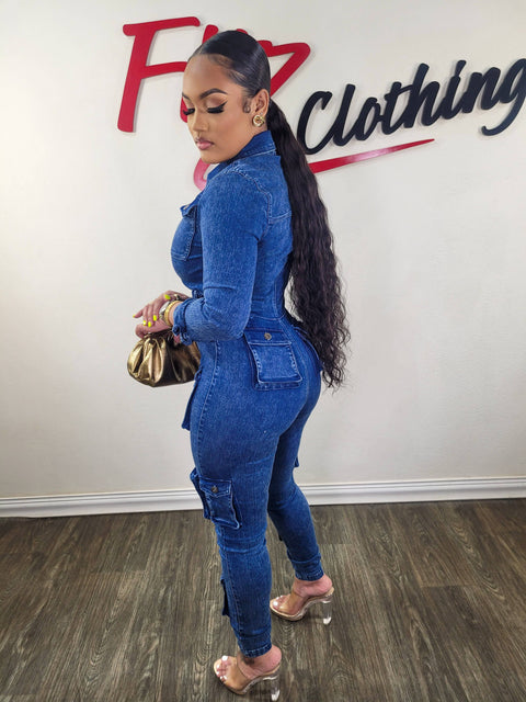 Demo Denim Jumpsuit (Blue) - Fitz Clothing