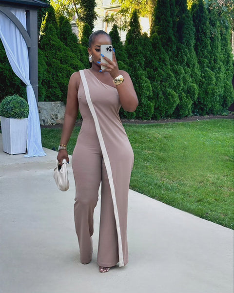 CHIC LAYERED MOCHA JUMPSUIT - Fitz Clothing
