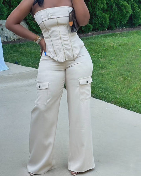 COCONUT CARGO JUMPSUIT (OATMEAL) - Fitz Clothing