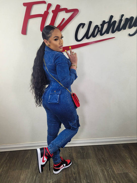 Demo Denim Jumpsuit (Blue) - Fitz Clothing