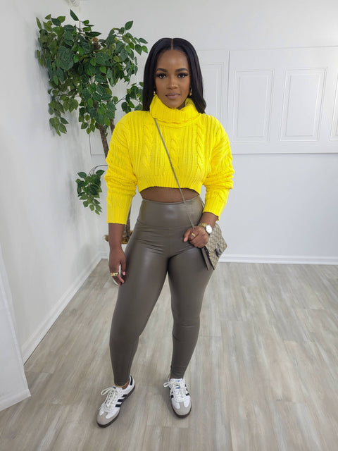 Faux Leather Leggings (Olive Green) - Fitz Clothing