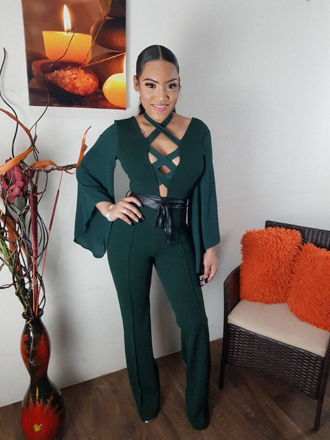 Belted Fashion Jumpsuit - Fitz Clothing