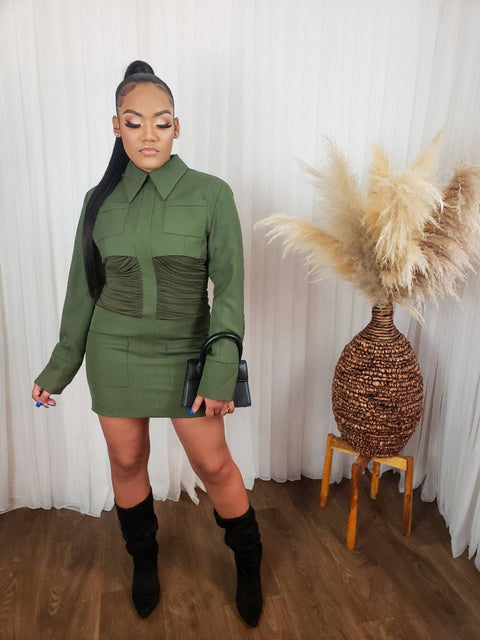 Moving On Pleated Waist Mini Dress - Fitz Clothing
