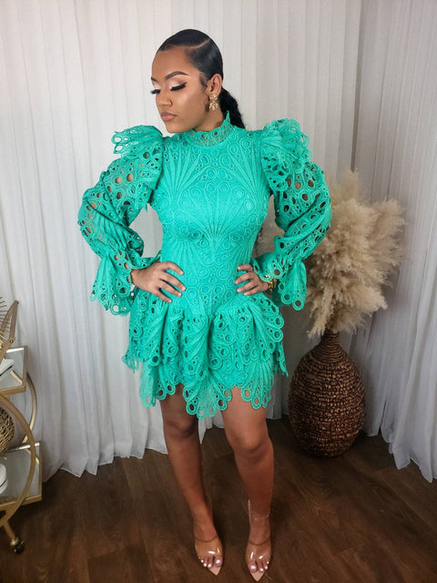 Sade Crochet Dress (Mint)