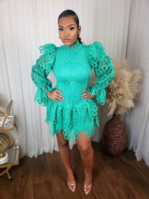 Sade Crochet Dress (Mint)