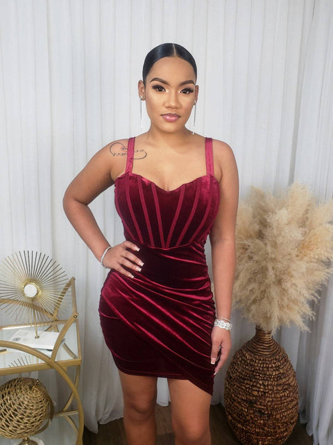 Jasana Mini Dress (Wine) - Fitz Clothing