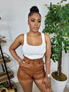 Janeel Leather Shorts (Brown)