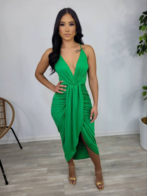 Sarah Midi Dress (Green) - Fitz Clothing