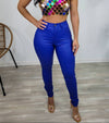 Giel High Waist Leather Pants(Royal Blue) - Fitz Clothing