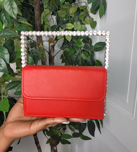 Kris Stone Handle Clutch Purse (RED)