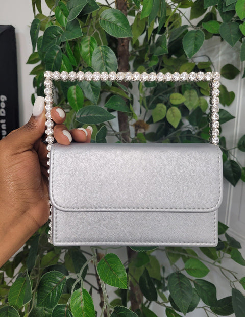 Kris Stone Handle Clutch Bag (Silver)