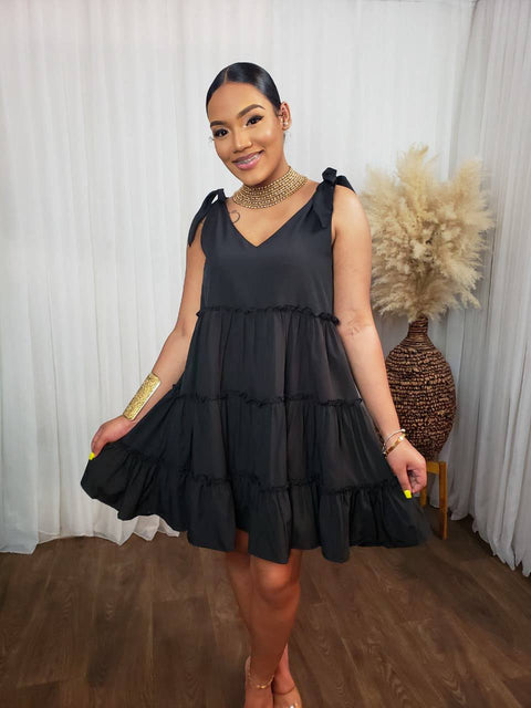 Damera Ruffle Dress (Black) - Fitz Clothing