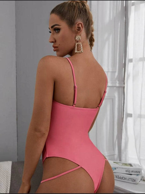 Coral Pink Cut Out Swimsuit