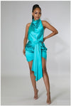 Mele Cowl Neck Mini Dress (Kelly Green)