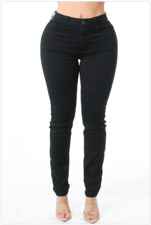Taylor High Waist Jeans Pants (Black)