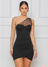 Tia One Shoulder Mini (Black) - Fitz Clothing