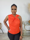 Twist Neck Top (Tomato) - Fitz Clothing